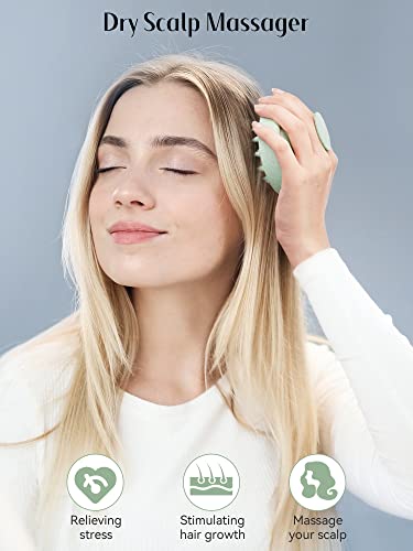 Image of HEETA Scalp Massager Hair Growth, Soft Silicone Scalp Scrubber Shampoo Brush for Exfoliation, Dandruff Removal & Head Massage Stress Relax, Wet & Dry Use for Thick, Thin Hair Care, Wheat Straw Green