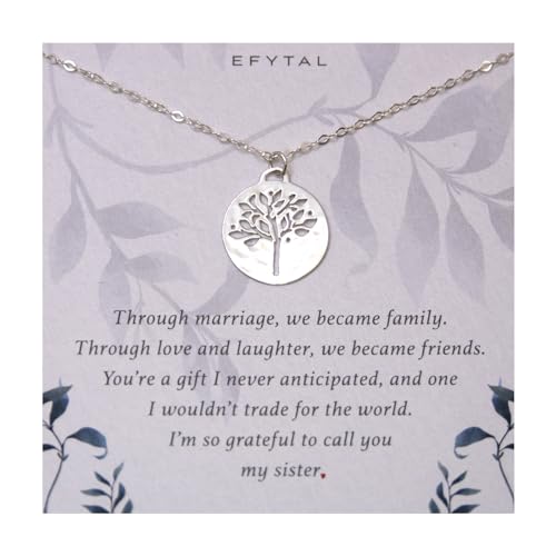 EFYTAL Sister Gifts, Sterling Silver Tree of Life Necklace for
