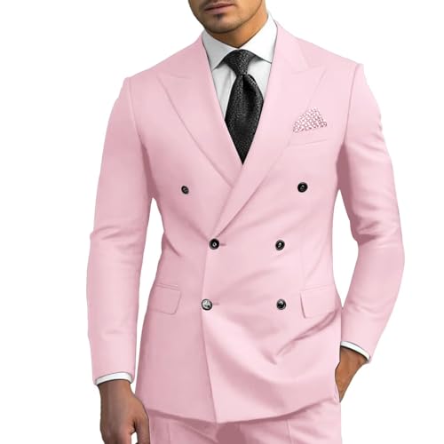 Men Suits Double Breasted Slim Fit Blazer Jackets Pants Business Party 2Pieces Formal Prom Groom Wedding Tuxedos