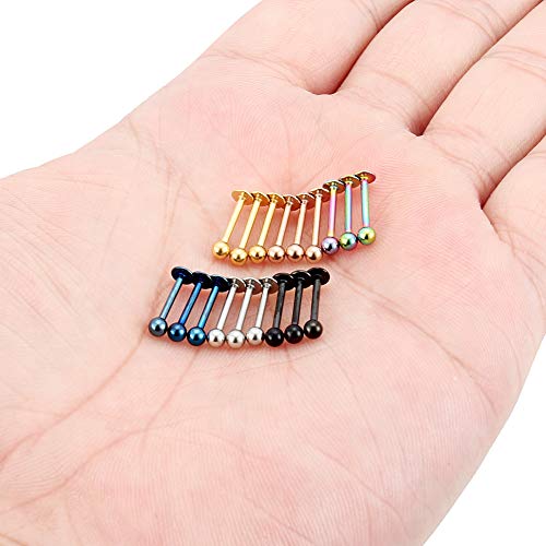 Yaalozei 16G 8Mm Surgical Stainless Steel Labret Monroe Medusa Ashley Lip Ring Studs Flat Back Tragus Helix Cartilage Conch Ear Earring Stud Barbell Body Piercing Jewelry Women Men Silver Rose Gold #TOP6