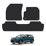 Peugeot 5008 (2017-2024) Heavy Duty Thick Rubber Car Mats Accessories Tailored Fit Front Rear Set Compatible Accessory Waterproof Durable Non-Slip 5mm Full Coverage Protection with Clips