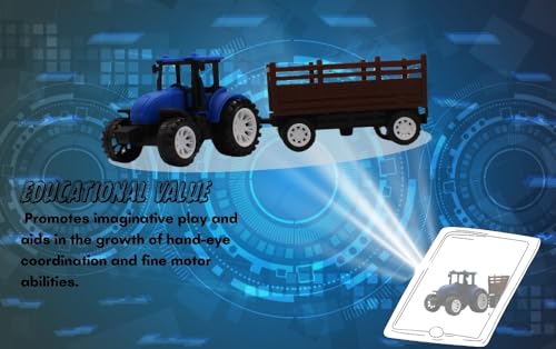 Image of Neokiddo Toys Friction Powered Trolley Farm Tractor Toy for Kids & Toddlers /Boys & Girls (Light Blue)