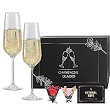 DIOXADOP 10th Anniversary Champagne Flutes Set of 2, 10th Wedding Anniversary Champagne Glasses, 10th Wedding Gifts for Couple, Gifts for Wedding Anniversary Husband and Wife