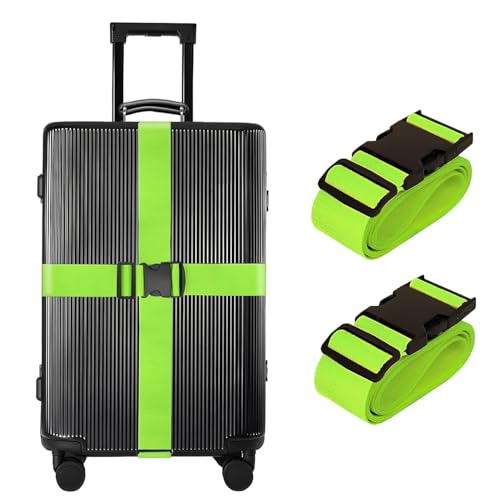 Image of 2 Pcs Luggage Straps Suitcase Straps Personalised Adjustable Case Strap for Suitcase, Luggage Belt with Quick Release Buckle, Travelling Luggage Accessories (green)