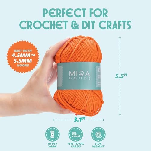 Mira HandCrafts 12 Acrylic Yarn Skeins - Crochet and Knitting Starter Kit for Colorful Arts and Crafts with 1,312 Yards of Multicolored Thread - Make Amigurumi, Granny Squares, Scarves, and Throws