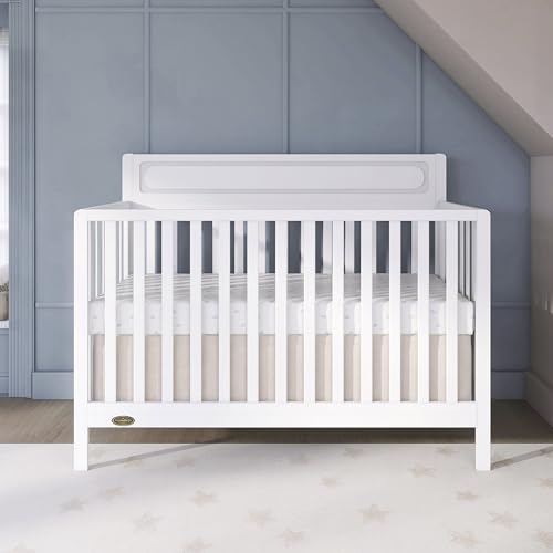 image for Dream On Me Avery 5-in-1 Convertible Full-Size Baby Crib in White, Gre