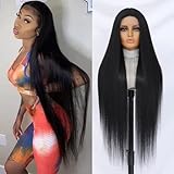 Felek Super Long Straight T Part Lace Wigs 40 Inch Long Hair 13x4x1 T Lace Front Wigs Heat Resistant Fiber Glueless Pre-Plucked Natural Hairline Lace Wig For Fashion Women/Girls(#1B