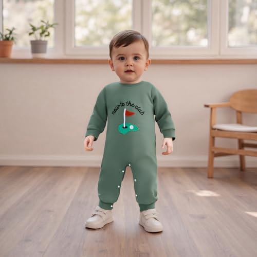 Newborn Baby Boy Fall Outfit Romper Golf Court Embroidery Long Sleeve Onesie Jumpsuit Bodysuit Cute Infant Clothes3