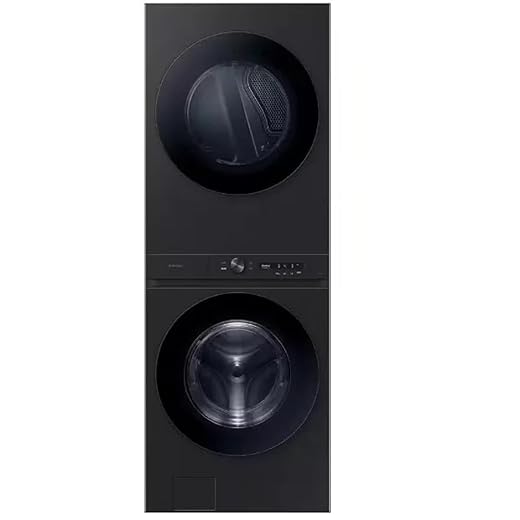Samsung Bespoke AI Laundry Hub 4.6 Cu. Ft. Large Capacity Washer and 7.6 Cu. Ft. Gas Dryer Stack, with Flex Auto Dispense System, Brushed Black, WH46DBH500GVA3