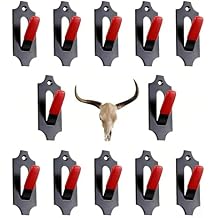 12 Pcs European Mount Skull Hangers with Silicone Protector, Heavy-Duty Deer Skull Mount Hanger Wall Bracket, Stainless Steel 20 lbs Easy Install for Indoor Outdoor Deco Coyote Cattle Small Game Red