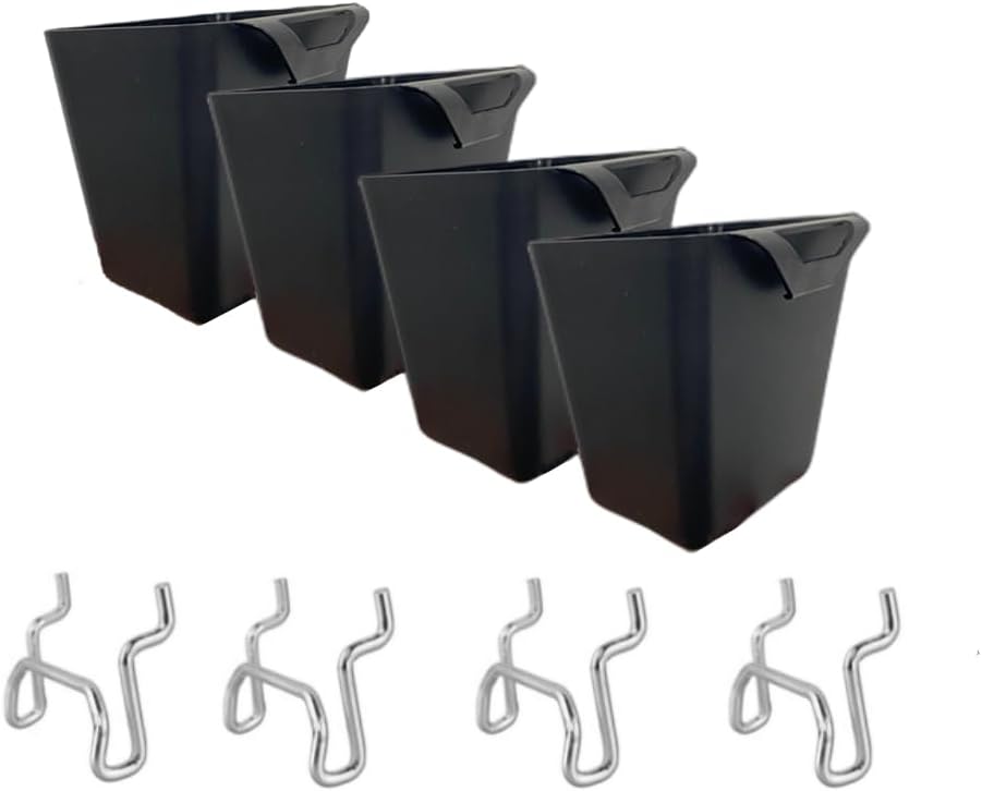 4 Sets Square Pegboard Bins with Pegboard Hooks,Pegboard Tool Organizer,for Office Organization Pegboard Pencil Holder Craft Box Organizer Pegboard Tool Organizer (4, Black)