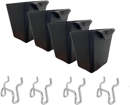 4 Sets Square Pegboard Bins with Pegboard Hooks,Pegboard Tool Organizer,for Office Organization Pegboard Pencil Holder Craft Box Organizer Pegboard Tool Organizer 4, Black