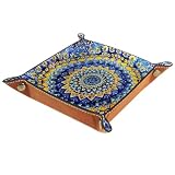 YTYVAGT Bandeja de valet,mesita de noche joyería moneda llave bandeja escritorio placa de almacenamiento,4.5x1.18 in,Mandala de estilo étnico