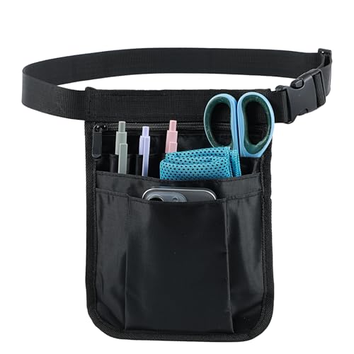 Server Waist Pouch Black Server Apron with Multiple Pocket, Restaurant Waitress Accessories Bag Adjustable Belt Utility Waist Strap for Restaurant Servers Bartenders and Hospitality Professionals