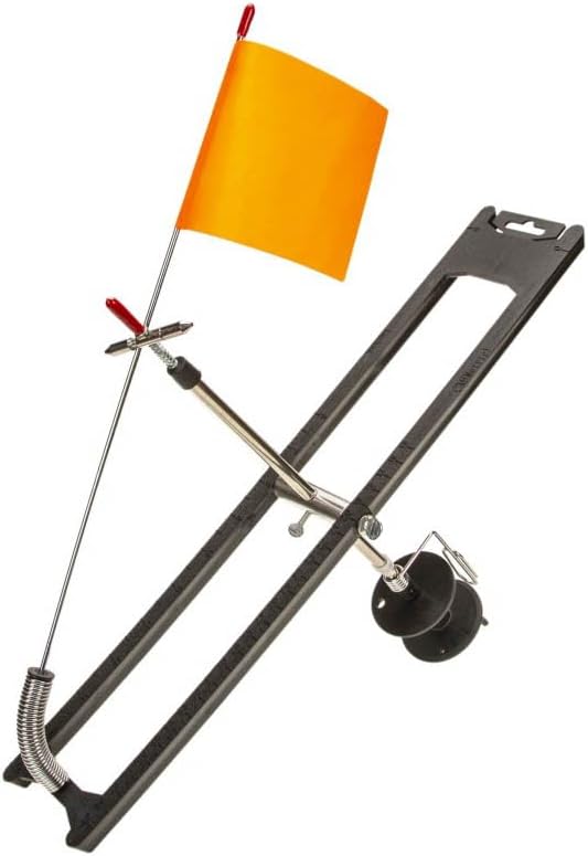 Pack of 1 Foldable Ice Fishing Tip-Up with Orange Flag Indicator - Portable ABS Rod for Winter Fishing - Easy Setup & Stable on Ice