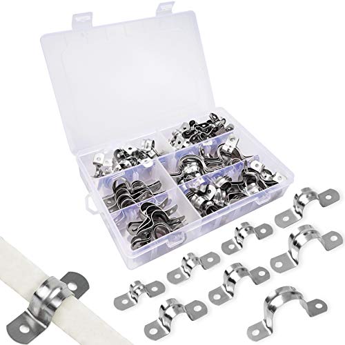 YEYIT 100 Pièces U-Tube Pince 304 Acier inoxydable Collier Fixation Tube 8mm - 32mm U Clips de Tension Anneau De Connexion Tuyau Pince Carte serrage en forme de U Selle Carte Tuyau Attache Cover