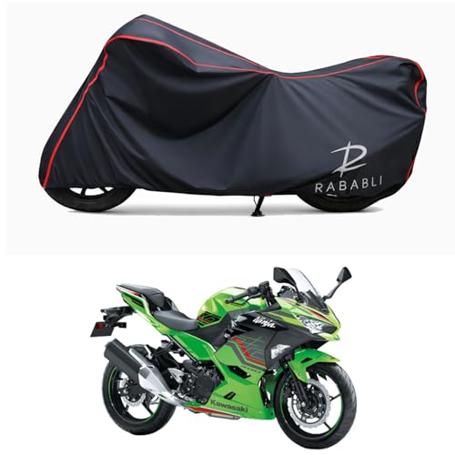 Image of Waterproof Bike Body Cover Compatible for | KawasaNinja 650 KRT | Taffeta Fabric, Red Piping Design, Bottom Elastic Fit | Dustproof, Sun UV & Rain Protection for All Bikes