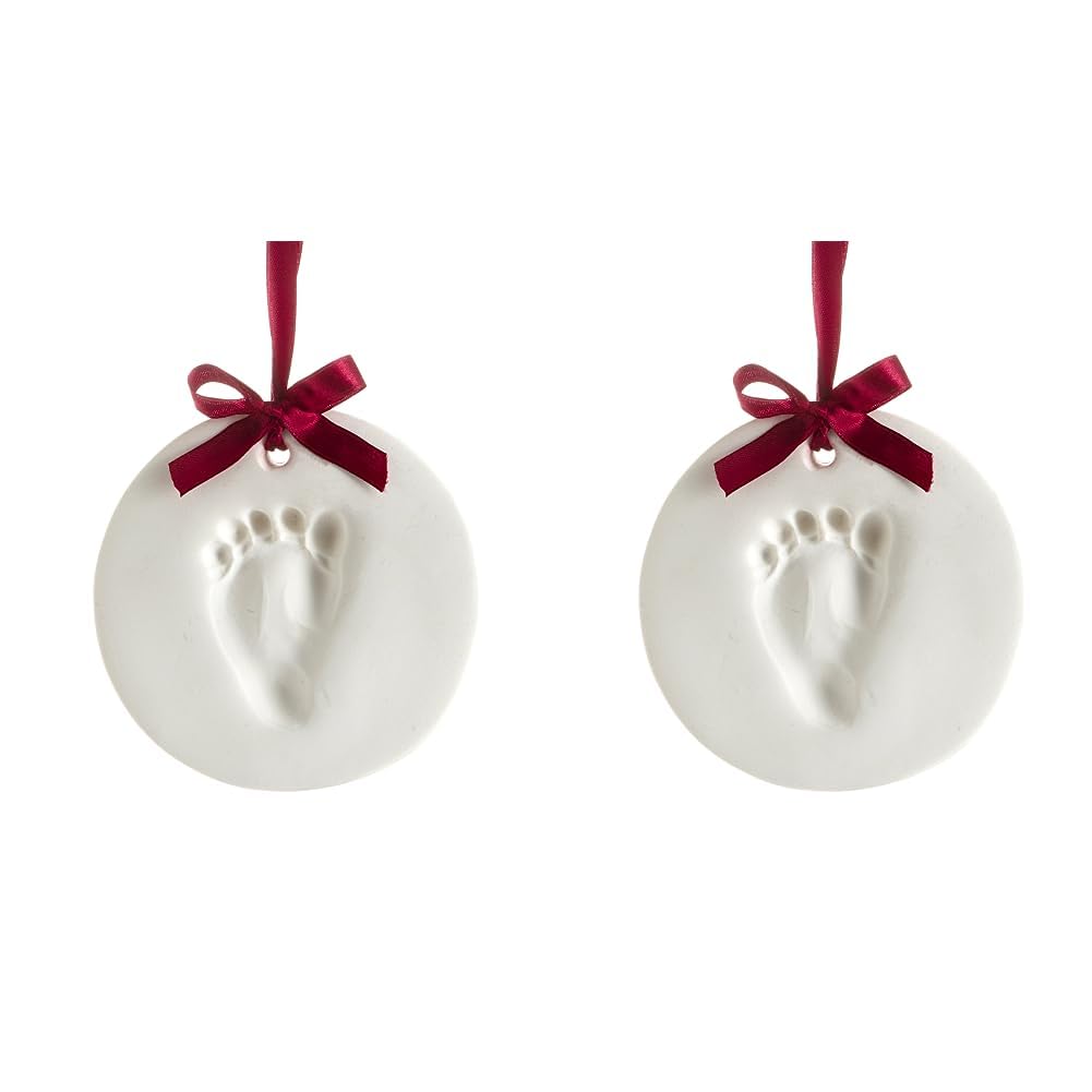 Pearhead Kit Empreinte Main Bébé - Ornament Souvenir Noël - Argile Sans Cuisson - Lot De 2