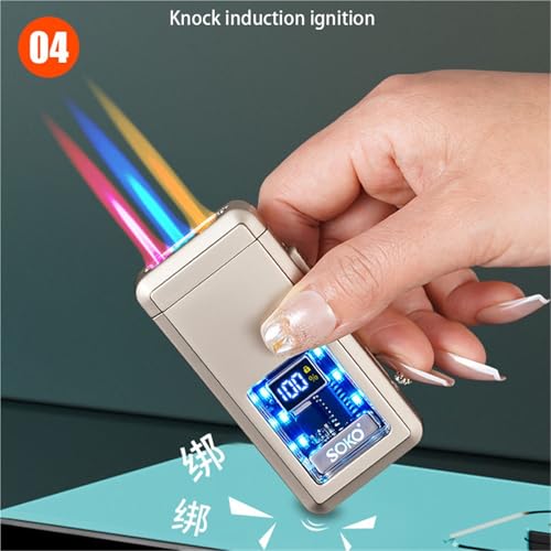 Encendedor de butano recargable que soluciona el viento con su potente llama ajustable de metal 6