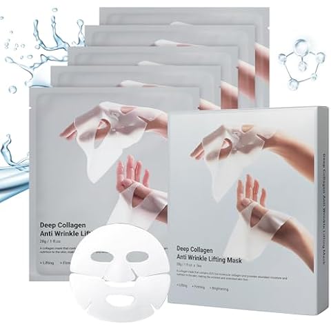 Kubot Deep Collagen Anti Wrinkle Lifting Mask 28g*5ea,Facial Masks for Overnight Firming and Hydration,Collagen Face Mask for Elasticity,Firming and Moisturizing Cover