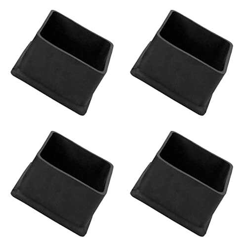 METALLIXITY Chair Leg End Cover (50mm x 50mm) 4Pcs, Square PVC Furniture Feet Caps Floor Protector - for Sofa Table Patio Chairs Black