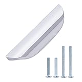 Acabado: cromo pulido. Tirador moderno ondulado, para armario, 11,2 cm de longitud (orificio central de 6,4 cm), cromo pulido - paquete de 10