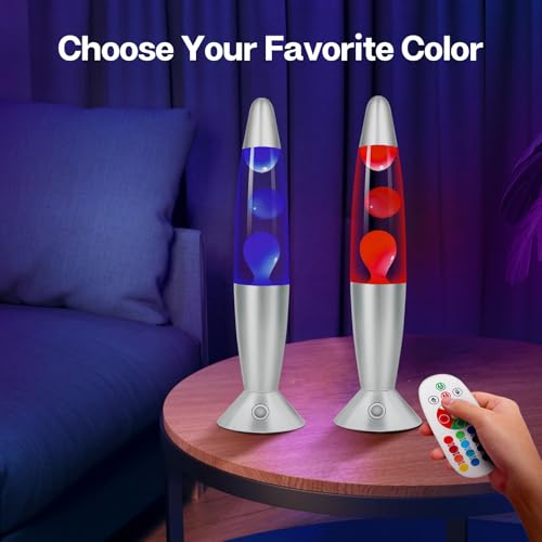 Lazzgan 17 Color Changing Liquid Motion Lamp with Remote: 16 inches Decor LED Night Lights, Christmas Gifts Table Lamp for Adults and Kids Bedroom,Home Decoration Mood Lighting, Blue Wax by Lazzgan - Image 5