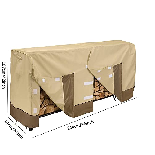 Llpusluo 8Ft 210D Outdoor Waterproof Firewood Racks Cover Oxford Wood Rack Cover Heavy Duty Log Rack Cover With Velcro (8Ft, Brown) #TOP1