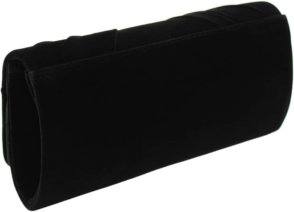 Elegant Rhinestone Bow Front Velvet Clutch Evening Bag Handbag - Image 5