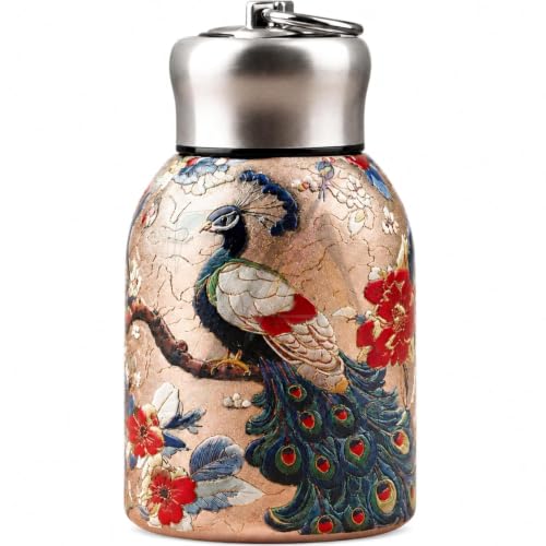 Image of Printed 300 ml Stainless Steel Water Bottle, Leakproof Double Wall Insulated Travel Flask, Beautiful Design Hot & Cold Beverage Bottle for Daily Use & Gifting