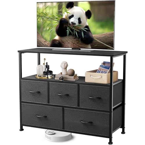 Armadio comò per camera da letto TV 5 per soggiorno cabinet corridoio con cassetti in tessuto nero