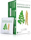 Nutra Tea Moringa Leaf & Ashwagandha - Moringa Tea Bags | Ashwagandha Tea Bags - Rich In Essential Nutrients & Cortisol Balance - 60 Individually Wrapped Bags - Herbal Infusion (3 Pack)