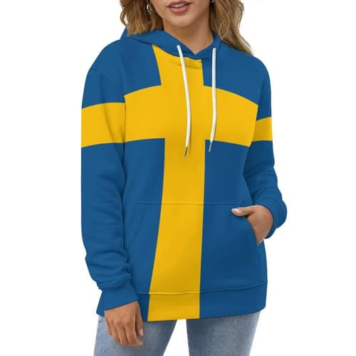 Sweat à capuche unisexe avec imprimé graphique 3D suède drapeau - 2
