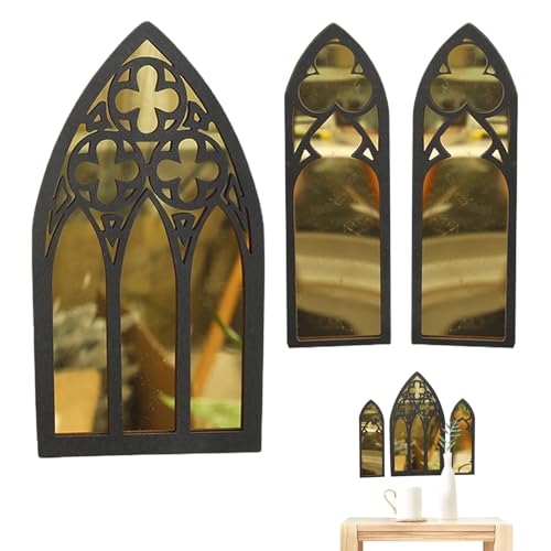Stibtmr Espejos góticos, espejos de catedral, paquete de 3 unidades, decoración de pared, muebles góticos - Espejos rústicos para ventana de catedrales, espejos decorativos, decoración de muebles