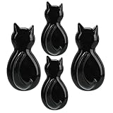 HOMSFOU Ganchos Adhesivos para Pared con Diseño de Rabo de Gato, Autoadhesivos sin Taladro, Color Negro, 4 Unidades, para Cocina, Baño y Dormitorio, Organizadores Decorativos Resistentes