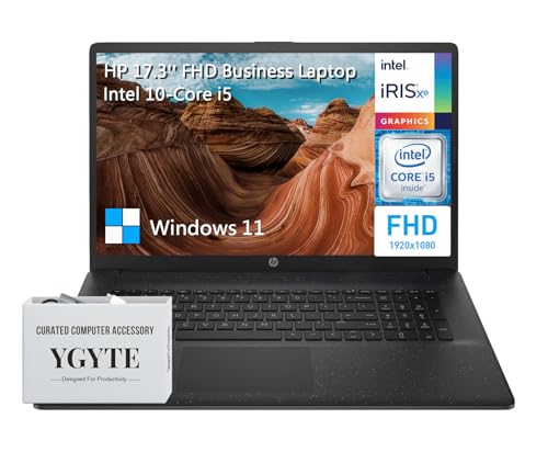 Image of HP 17 Inch Laptop Computer, 17.3 inch FHD IPS Laptop PC, Intel 10-Core i5, 64GB RAM, 2TB SSD, Windows 11, Wi-Fi 5, 10-Key Number Pad, Webcam, USB-C, Long Battery Life