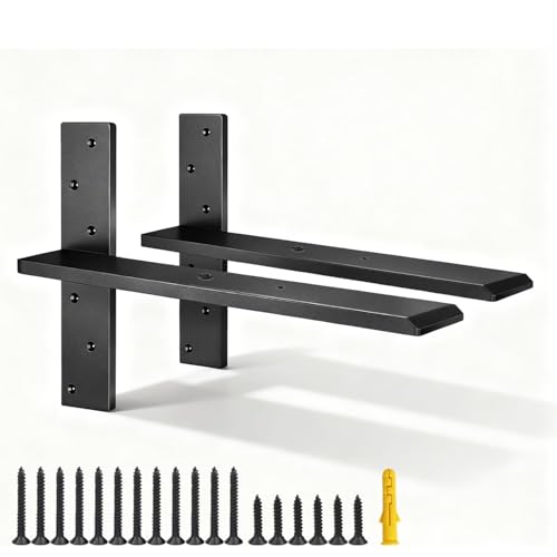 2 Pack 20" Heavy Duty T Floating Shelf Brackets - 1/2" Thick Steel, Hidden Knee Wall Support for Granite Countertops/Cabinets/Dishwashers by FIGHT FOR YOU - Used condition - US$32.84