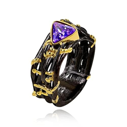 Uloveido Y1509 Bague en forme d'épines Style rétro gothique avec branches de vigne et couronne Deux tons Uloveido Feuilles dorées Lierre sauvage, Cristal