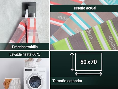 Miniatura 3 de Zollner Juego De 4 Paños De Cocina De Algodón En 50x70 Cm - Paños De Cocina Muy Absorbentes Y Duraderos - Lavables Hasta 60 C - En Rayas Rojas - Calidad Hostelería - Certificado Oeko Tex