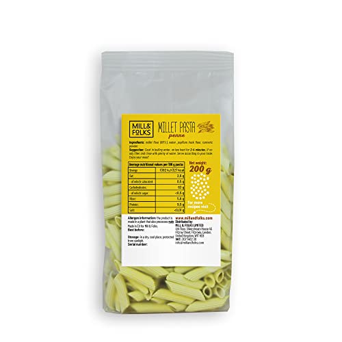 Mill & Folks Hirse-Nudeln Penne 4x200g | Vegan & Glutenfrei
