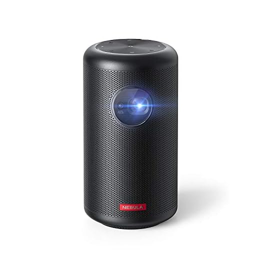 Anker NEBULA Capsule Max, Pint-storlek Wi-Fi miniprojektor, 200 ANSI lumen bärbar projektor, inbyggd 720p HD, 8 W högtalare, filmprojektor, 100 tums bild, 4-timmars videouppspelning, hemunderhållning