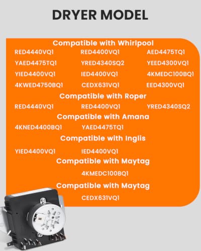Image of W10185972 WPW10185972 Dryer Timer Compatible with AED4475TQ1 RED4440VQ1 NED5100TQ1 IED4400VQ1 EED4300VQ1 CEDX631VQ1 RED4400VQ1 Timer Replacement 1481701 AP6016537 PS11749827 EAP11749827