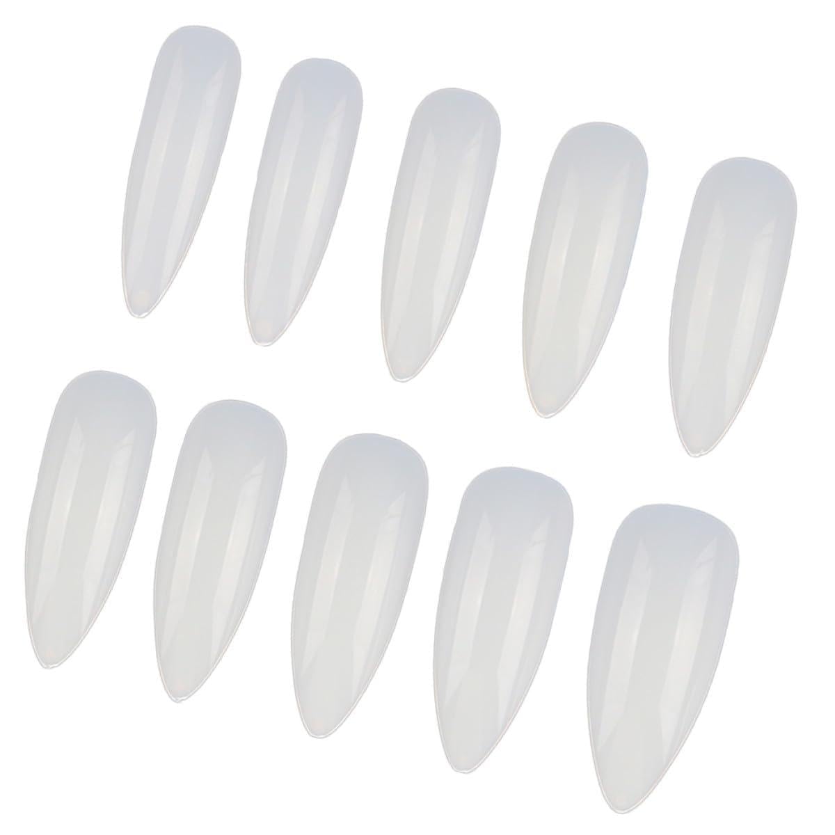 1bag Water Drop Shape Artificial Nail Tips Bag Natural Color Long Pointed Nail Patches Manicure Stickers DIY Decorative Self-adhesive for Parties