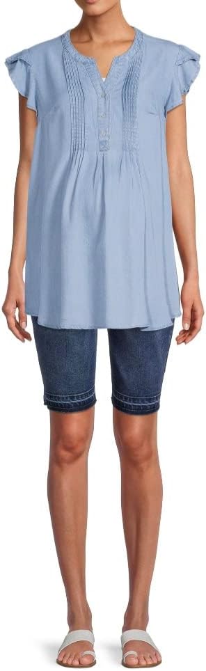 Time and Tru Maternity Bermuda Jeans Shorts, Blue, S