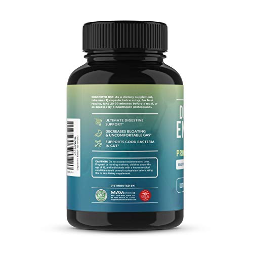 MAV Nutrition Digestive Enzymes & Probiotics, Digestion Aid with 3 Strains, Shelf Stable, 60 Count