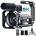 Produktbild CAMWORLD Videokamera 5K Camcorder 56MP WiFi IR Nachtsicht Vlogging Kamera für YouTube 16X Digital Zoom 3-Zoll Touchscreen Recorder Kamera mit Mikrofon, 2 Batterien, Handstabilisator,Fernbedienung