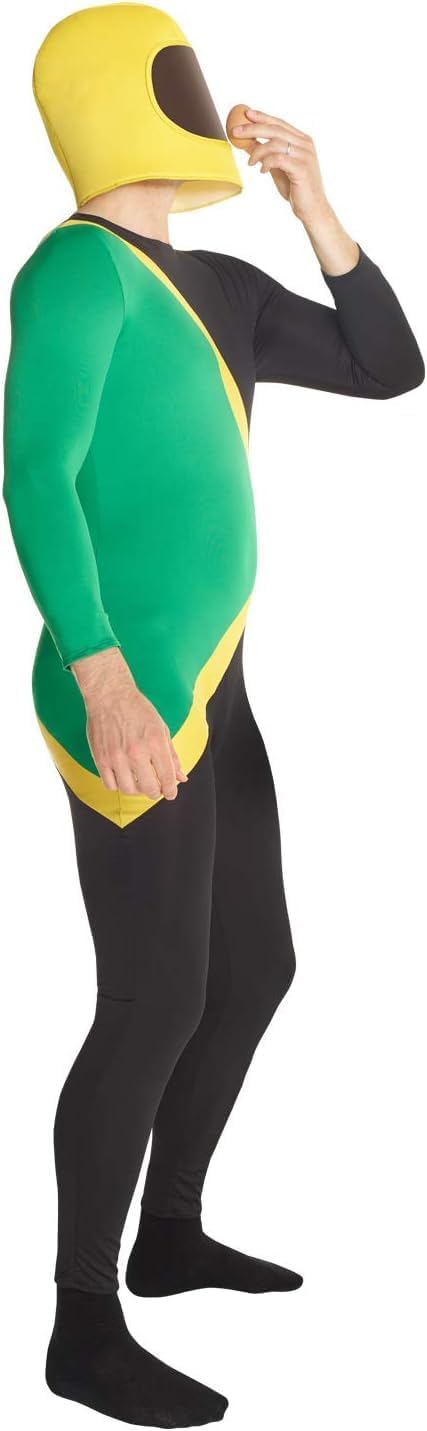 Morphsuits Costume Tuta Bob Giamaicano Adulti, Costume Carnevale Uomo | Tuta Integrale Verde & Casco Abbinato, Chiusura con Zip, Perfetto per Halloween, Ideale per il Cosplay