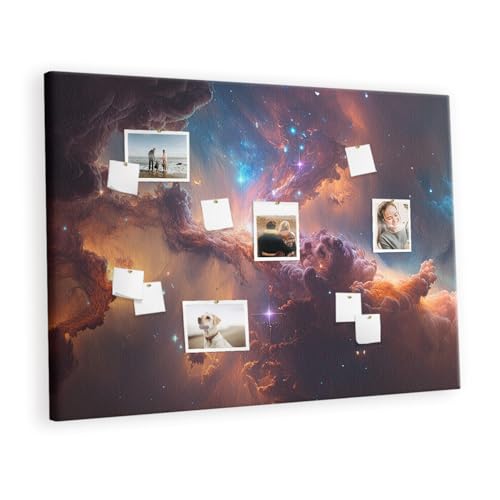 Tableau liège horizontal 140x100 cm en bois motif galaxie et étoiles