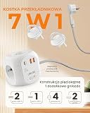 LENCENT 4 Gniazd 7 w 1 Listwa Zasilająca Płaską Wtyczką z PD20W Typ-C