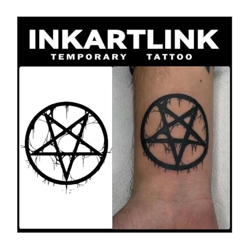 INKARTLINK Pentagram Temporary Tattoos, 2 Sheets, Lasts 1-2 Weeks